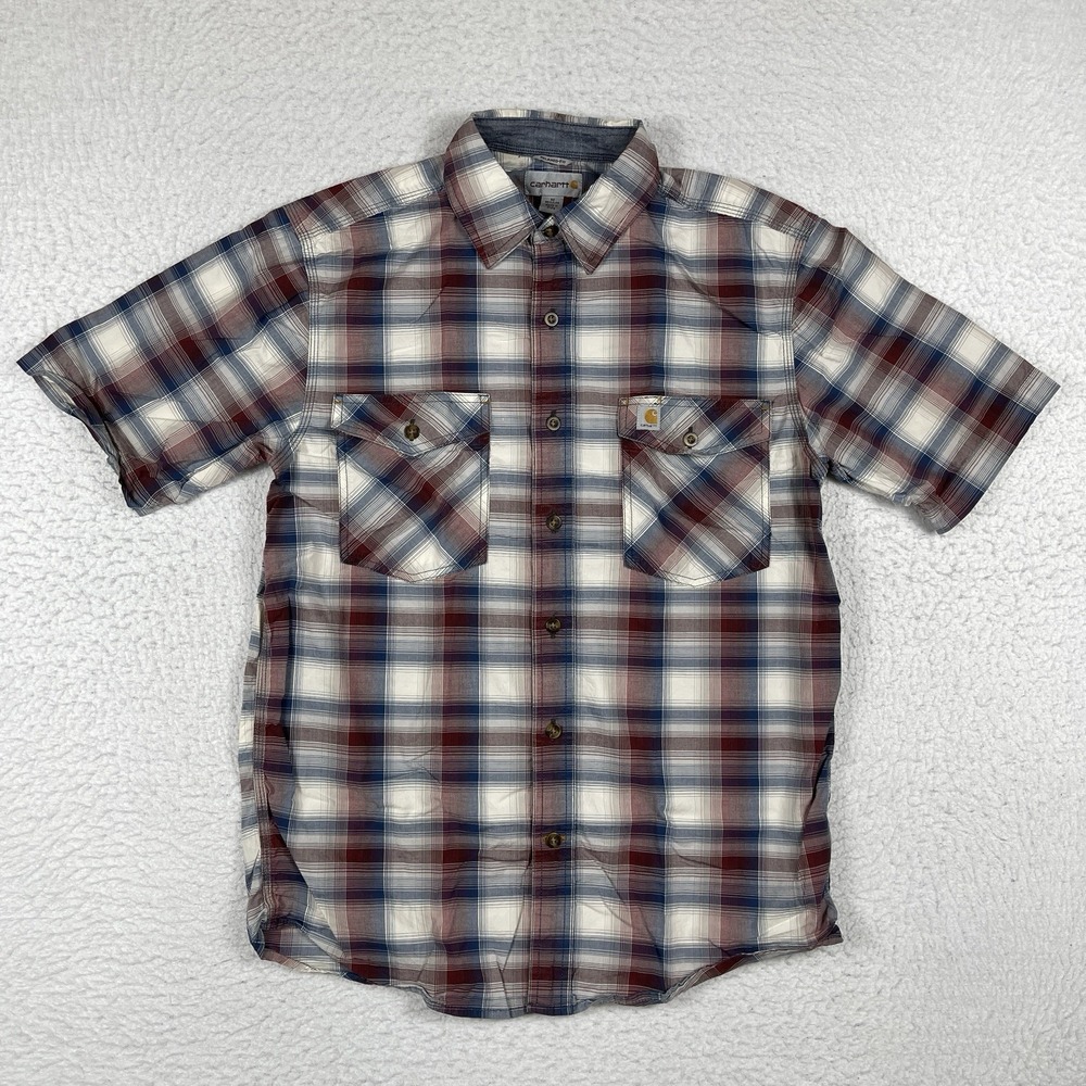 Carhartt Shirt Mens Medium Plaid Rugged Flex Outdoors Camping Workwear‎ Casual